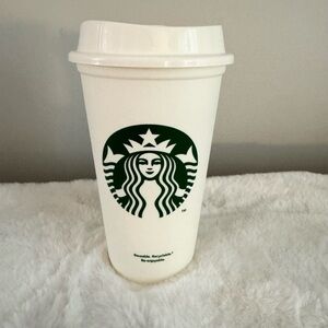 Starbucks Eco-Friendly White Cup with Green Emblem